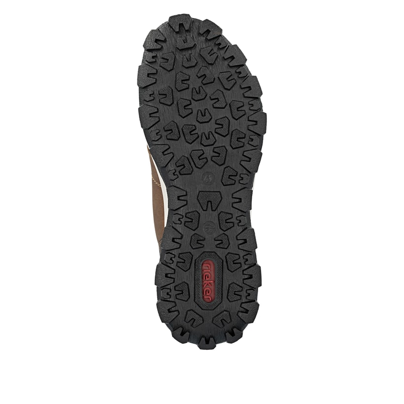 Karamellbraune Rieker Herren Schnürstiefel 35540-24 mit einer leichten Profilsohle. Schuh Laufsohle