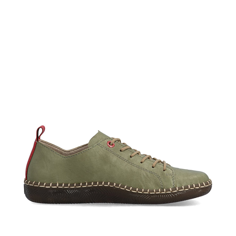 Grüne Rieker Damen Schnürschuhe N2401-54 mit modernen Ziernähten. Schuh Innenseite.