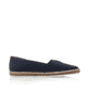 Blaue vegane Rieker Damen Slipper M2278-14 mit handgestickten Nähten. Schuh Innenseite.