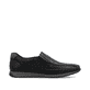 Schwarze Rieker Herren Slipper 11962-00 mit Gummizug sowie Komfortweite G 1/2. Schuh Innenseite.