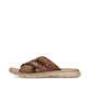 Braune Rieker Herren Pantoletten 21384-25 mit glänzenden Zierösen. Schuh Außenseite.