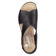 Schwarze Rieker Keilsandaletten 68189-00 mit einem Elastikeinsatz. Schuh von oben.