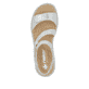 Silberne Rieker Damen Riemchensandalen 659C7-93 mit einem Klettverschluss. Schuh von oben.
