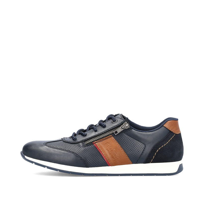 Blaue Rieker Herren Schnürschuhe 11927-14 mit einem Reißverschluss. Schuh Außenseite.