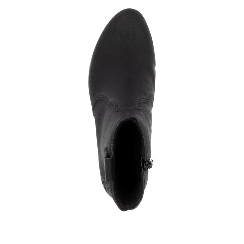 Nachtschwarze Rieker Damen Stiefeletten Y0762-00 mit einem Reißverschluss. Schuh Laufsohle.