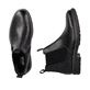 Stahlschwarze Rieker Herren Chelsea Boots 33180-00 mit einem Reißverschluss. Schuh von oben, liegend.