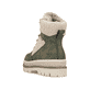 Vegane, khaki-beige Rieker Damen Schnürstiefel Y6214-54 mit Teddyfell-Details. Schuh von hinten.