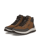 Braun-schwarze Rieker Herren Schnürstiefel B8124-22 mit einem Reißverschluss. Schuhpaar seitlich schräg.