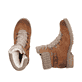 Braune Rieker Damen Schnürstiefel Y9131-24 mit wasserabweisender TEX-Membran. Schuh von oben, liegend.