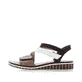 Beige Rieker Keilsandaletten V3670-64 mit einem Klettverschluss. Schuh Außenseite.