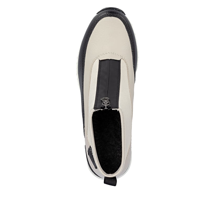 Baskets montantes Rieker beiges pour femme N6352-60 avec fermeture éclair. Semelle extérieure de la chaussure.