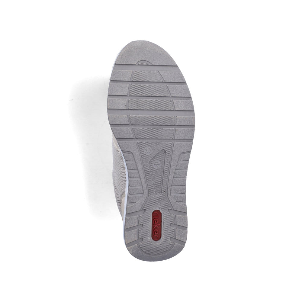 Beige Rieker Damen Sneaker Low 53101-60 mit Reißverschluss sowie Extraweite H. Schuh Laufsohle.