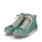 
Smaragdgrüne Rieker Damen Schnürschuhe Z1221-53 mit einer robusten Profilsohle. Schuhpaar schräg.