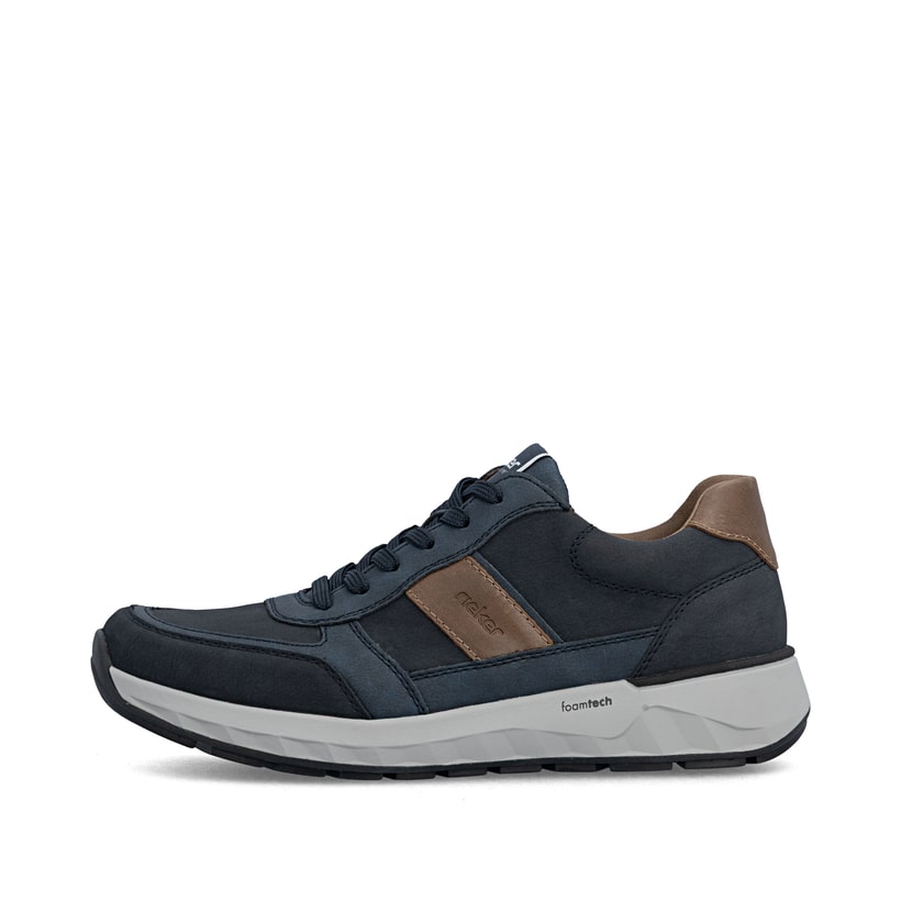 Dunkelblaue Rieker Herren Schnürschuhe 11505-14 mit einem Reißverschluss. Schuh Außenseite.