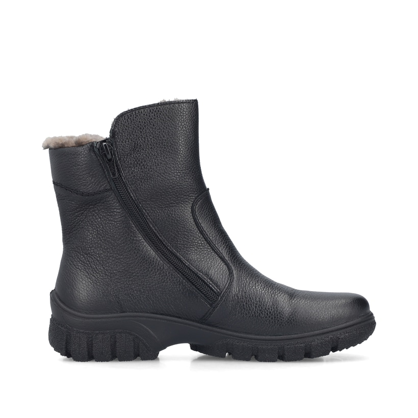 Schwarze Rieker Damen Kurzstiefel Z7263-00 aus Glattleder. Schuh Innenseite.