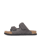Graue Rieker Herren Pantoletten 21160-45 mit Klettverschluss sowie Extraweite H. Schuh Außenseite.