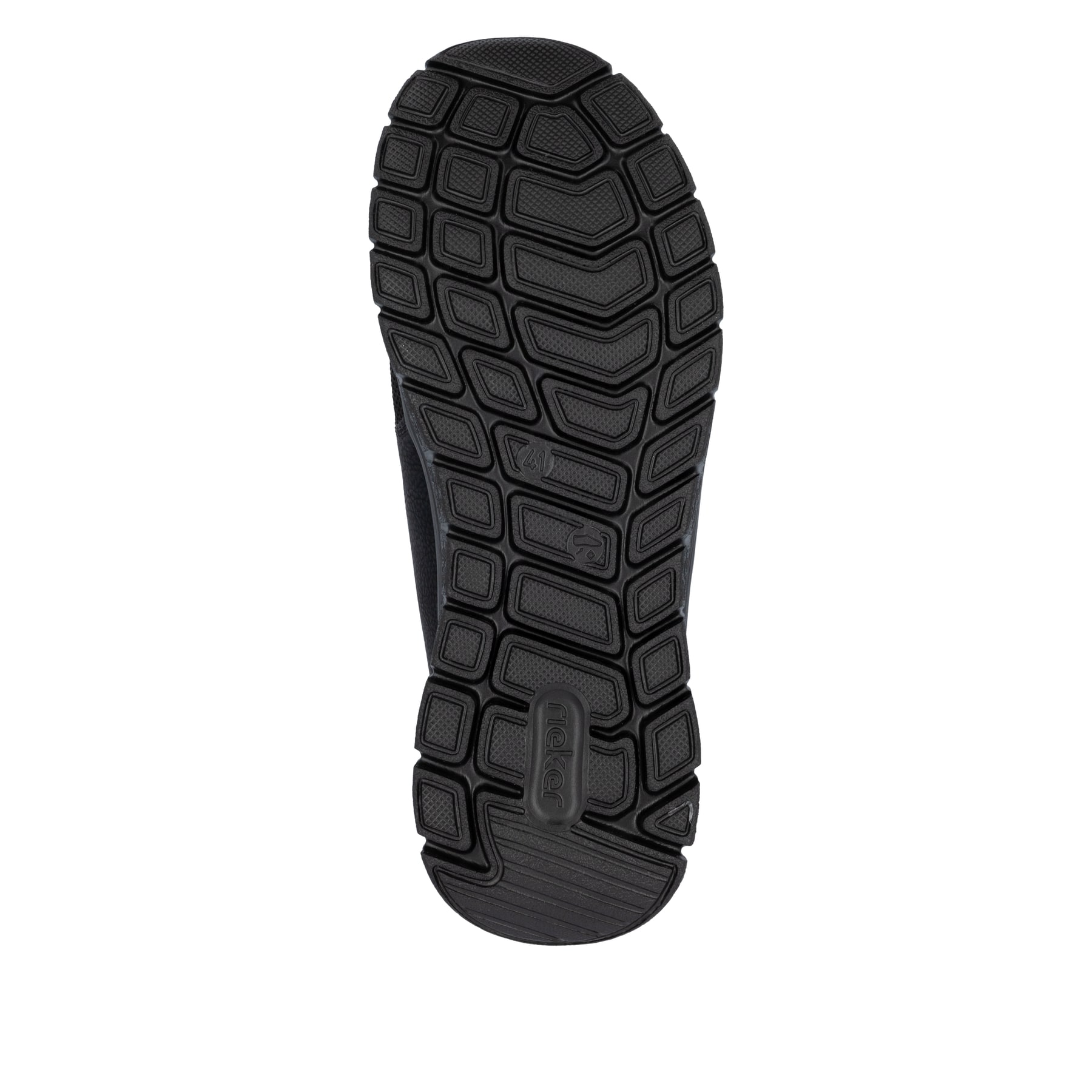 Schwarze Rieker Herren Slipper B6650-00 mit Gummizug sowie Komfortweite G 1/2. Schuh Laufsohle.