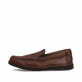 Braune Rieker Herren Slipper B2352-24 aus Glattleder mit modernen Ziernähten. Schuh Außenseite.