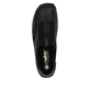 Schwarze Rieker Damen Slipper L1753-00 mit moderner Spannnaht. Schuh von oben.
