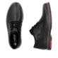 Schwarze Rieker Herren Schnürstiefel 10539-00 aus Glattleder mit Reißverschluss. Schuh von oben, liegend.