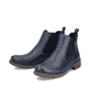 Dunkelblaue Rieker Damen Chelsea Boots 79450-14 mit einem Gummizug. Schuhpaar seitlich schräg.