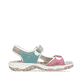 Mehrfarbige Rieker Damen Trekkingsandalen 68866-92 mit einem Klettverschluss. Schuh Innenseite.