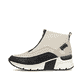 Baskets montantes Rieker beiges pour femme N6352-60 avec fermeture éclair. Côté extérieur de la chaussure.