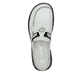 Weiße Rieker Damen Clogs 46393-80 mit Gummizug sowie extra weicher Decksohle. Schuh von oben.