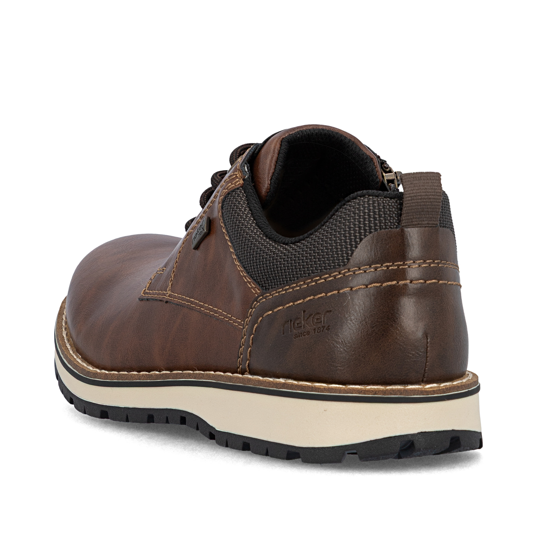 Braune Rieker Herren Schnürschuhe 38406-24 mit wasserabweisender TEX-Membran. Schuh von oben.