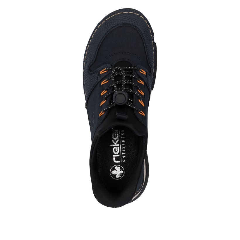 Dunkelblaue Rieker Damen Slipper 45963-14 mit easy Hineinschlüpf-Möglichkeit. Schuh Laufsohle.