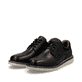 Schwarze Rieker Herren Schnürschuhe 04501-00 mit modernen Ziernähten. Schuhpaar seitlich schräg.