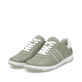 Grüne Rieker Damen Schnürschuhe 42408-52 mit der Extraweite H. Schuhpaar seitlich schräg.
