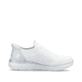 Weiße Rieker Damen Slipper M5072-80 mit einem Gummizug sowie ultraleichter Sohle. Schuh Innenseite.