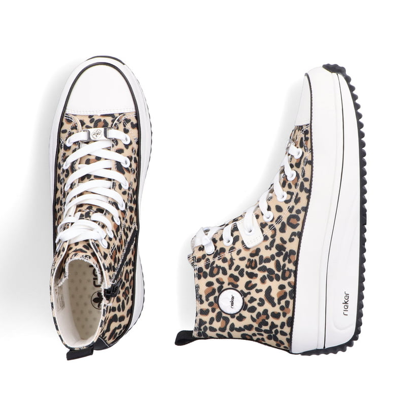 Baskets montantes Rieker multicolores végétaliennes pour femme 90010-91. Chaussure vue de dessus, couchée.