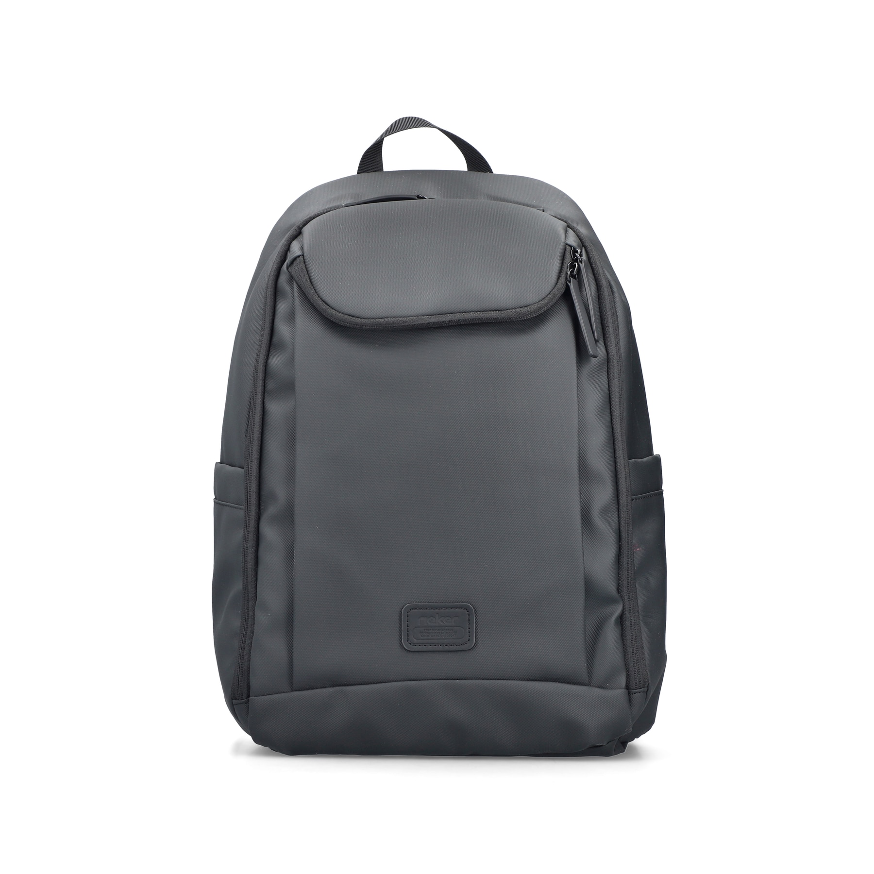 Sac à dos Rieker H5103-00 noir avec fermeture éclair et compartiment pour ordinateur portable. Devant.