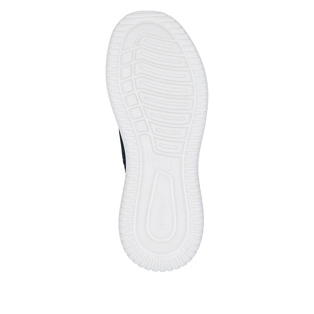 Blaue Rieker Herren Slipper B9656-14 mit einem Gummizug sowie Komfortweite G 1/2. Schuh Laufsohle.