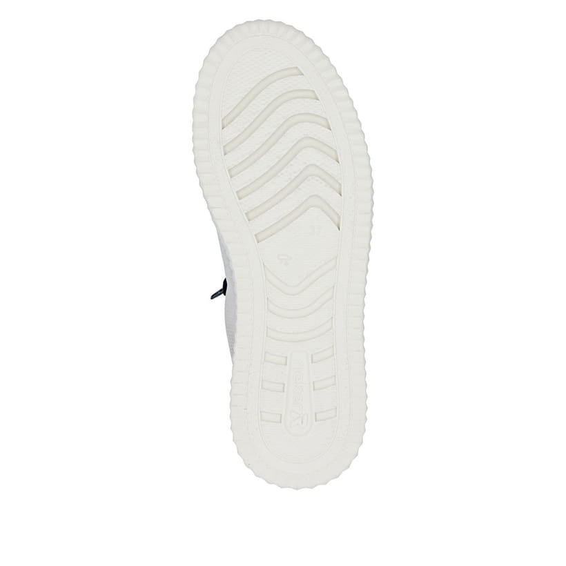 Beigeschwarze Rieker Damen Sneaker Low N9900-60 mit einem Reißverschluss. Schuh Laufsohle.