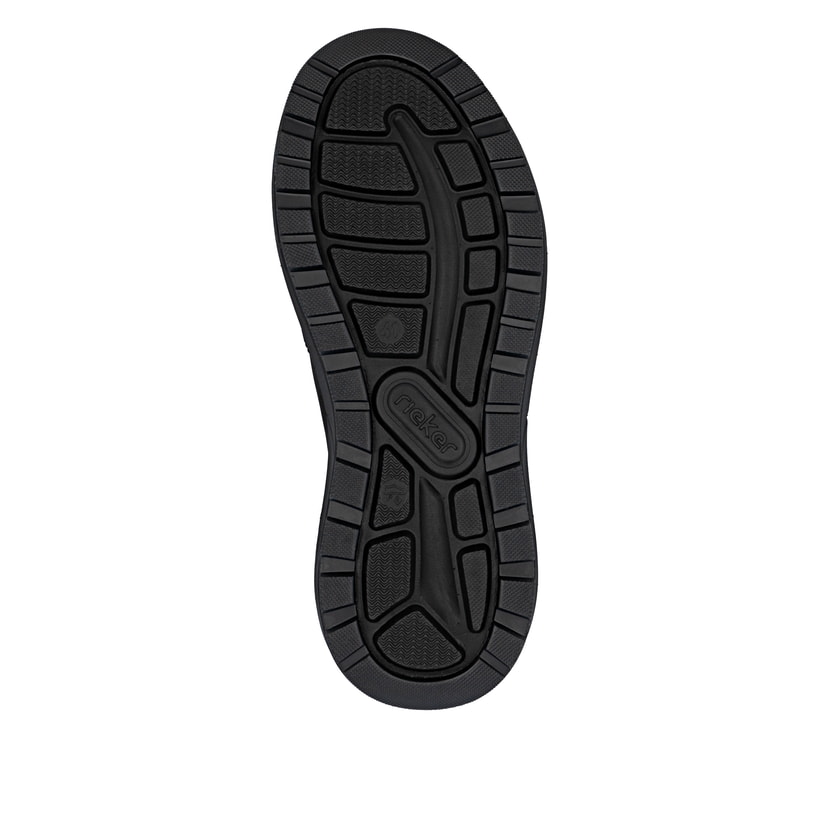 Schwarze Rieker Herren Slipper 06052-00 aus Rauleder. Schuh Laufsohle.