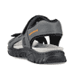 Graue Rieker Herren Trekkingsandalen 22761-45 mit einem Klettverschluss. Schuh von hinten.