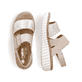 Beige Rieker Keilsandaletten 69260-60 mit trendigen Schnalle. Schuh von oben, liegend.