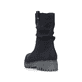 Schwarze Rieker Damen Kurzstiefel Y7681-00 mit gerafftem Schaft. Schuh von hinten.