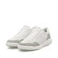 Weiße Rieker Herren Sneaker Low U1104-80 mit Schnürung sowie flexibler Sohle. Schuhpaar seitlich schräg.