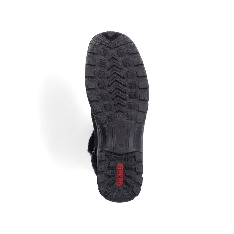 Schwarze Rieker Damen Kurzstiefel L7162-00 aus Rauleder. Schuh Laufsohle.