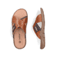Braune Rieker Herren Pantoletten 22099-25 mit der Komfortweite G 1/2. Schuh von oben, liegend.