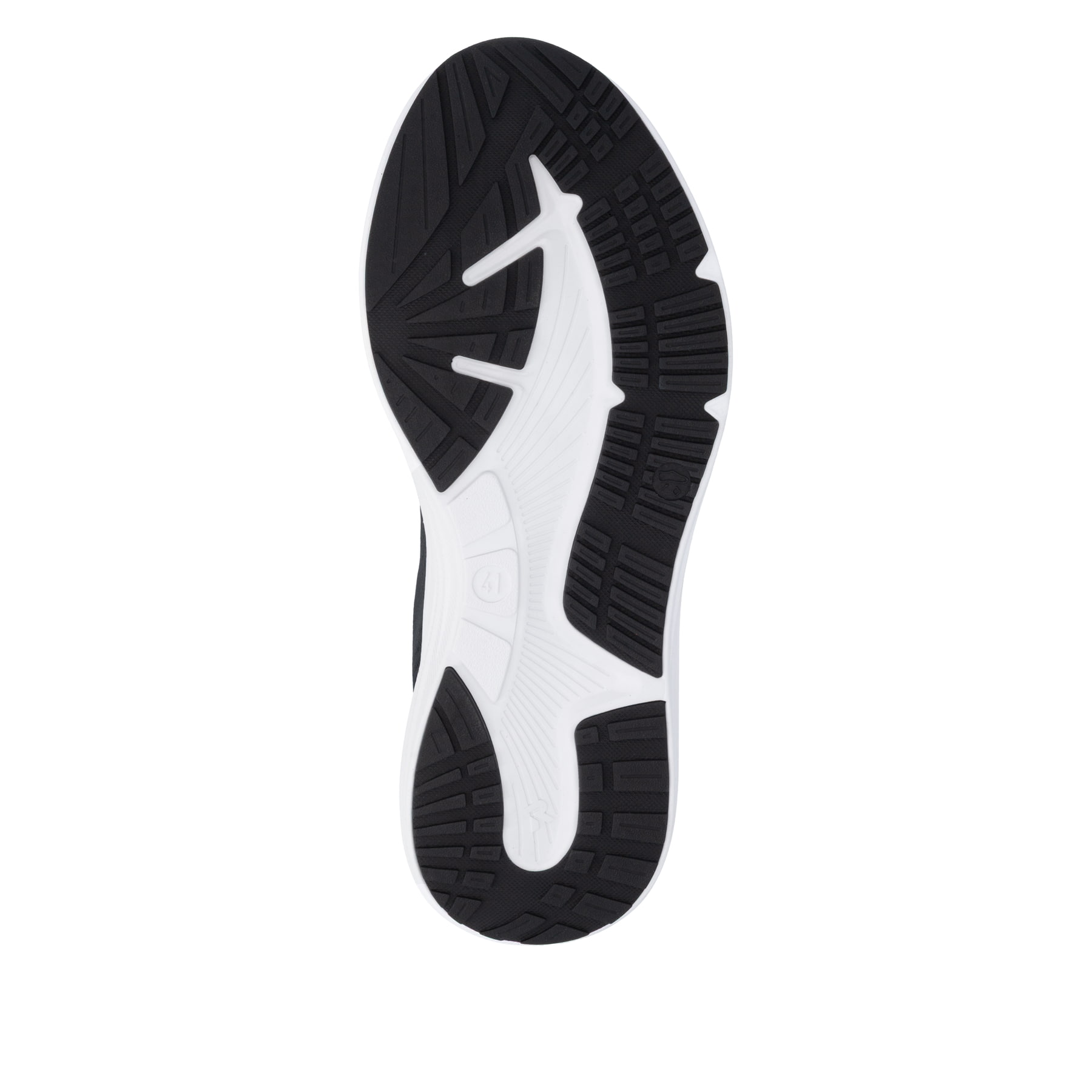 Baskets basses Rieker noires pour homme U4101-00 avec lacets. Semelle extérieure de la chaussure.
