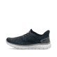 Blaue Rieker Herren Slipper B6658-14 mit Ready2GO Slip-in Feature sowie Gummizug. Schuh Außenseite.