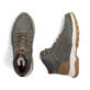 Dunkelgrün-schwarze Rieker Herren Schnürstiefel 30212-54 mit Reißverschluss. Schuh von oben, liegend.