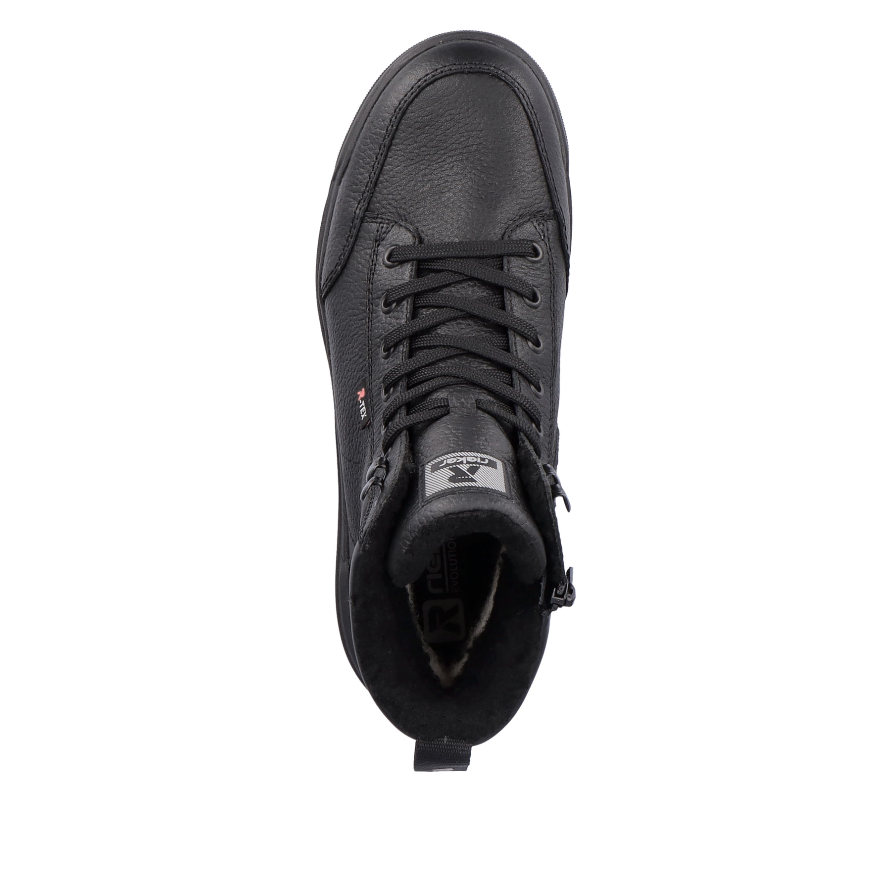 Schwarze Rieker Herren Schnürstiefel U0071-01 aus Glattleder. Schuh von oben.
