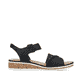 Schwarze Rieker Keilsandaletten V3691-00 mit trendigen Schnalle. Schuh Innenseite.