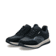 Blaue Rieker Damen Sneaker Low 49006-14 mit einem Reißverschluss. Schuhpaar seitlich schräg.